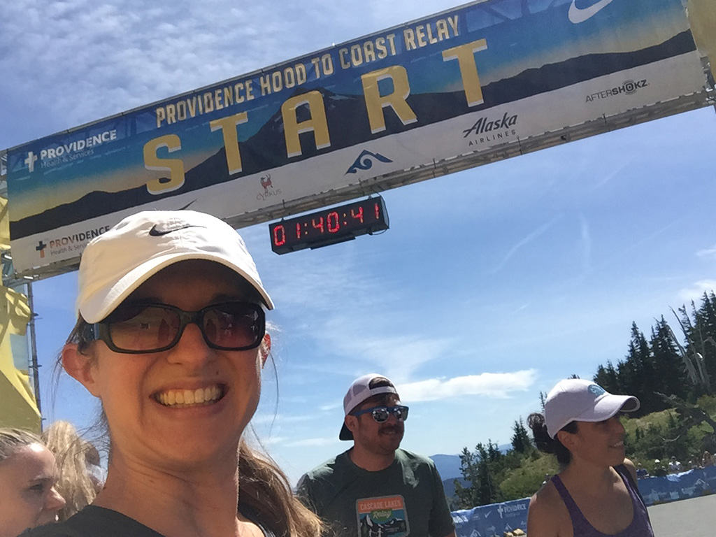 Erin at the Hood to Coast start line