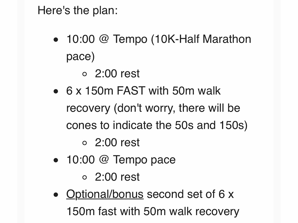 Sample track workout